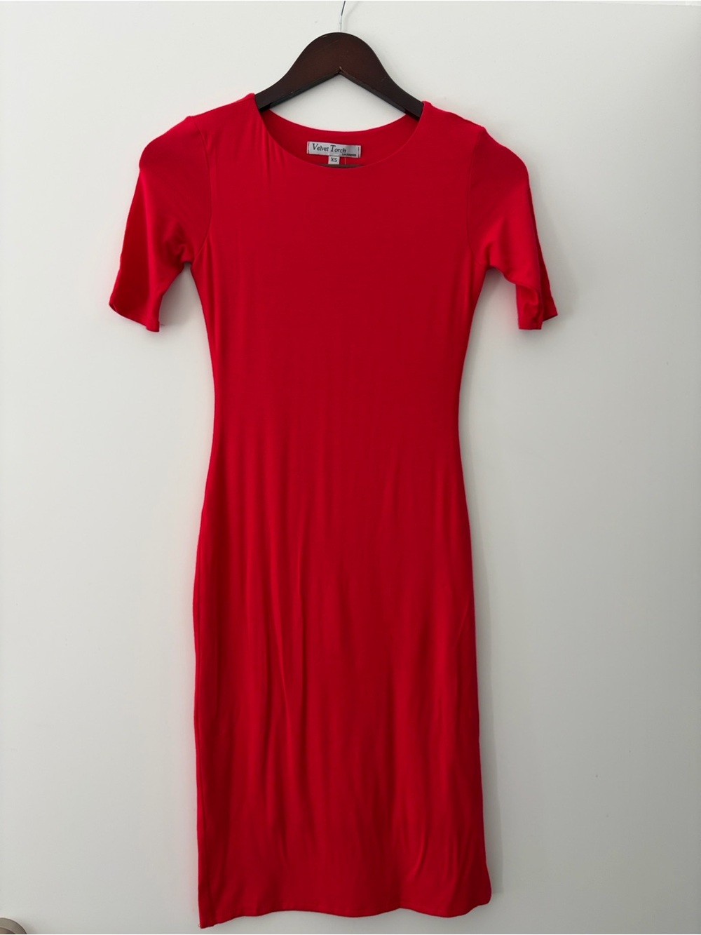 Velvet Torch Red body on Midi Dress